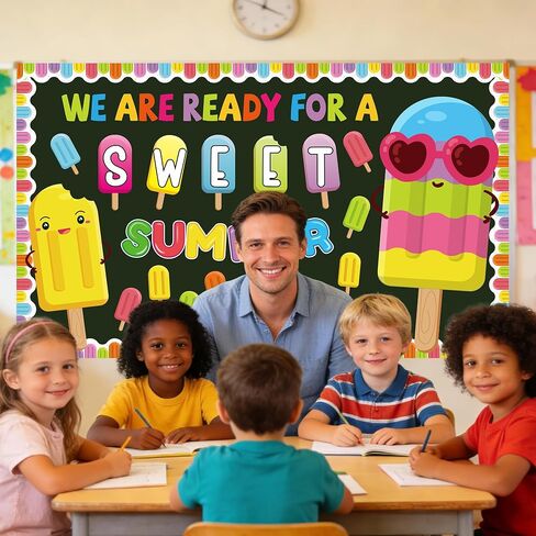 Summer Bulletin Board Decorations, We are Ready for A Sweet Summer Bulletin Board Decorations Set, Colorful Popsicle Decorations for School Classroom Office Decor, Summer Classroom Decorations in Saudi Arabia