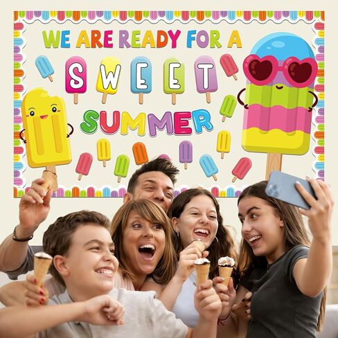 Summer Bulletin Board Decorations, We are Ready for A Sweet Summer Bulletin Board Decorations Set, Colorful Popsicle Decorations for School Classroom Office Decor, Summer Classroom Decorations in Saudi Arabia