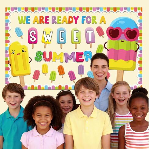 Summer Bulletin Board Decorations, We are Ready for A Sweet Summer Bulletin Board Decorations Set, Colorful Popsicle Decorations for School Classroom Office Decor, Summer Classroom Decorations in Saudi Arabia