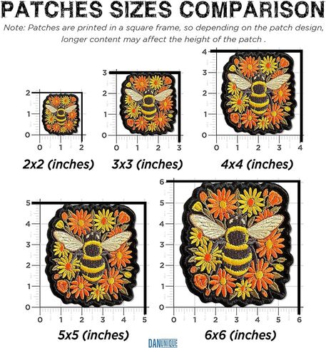 Bumble Bee Floral Patch 3" Nature Wildflower Bee Embroidered Patches Animals Insect Lover Embroidery Patch for Caps, Bags, Backpacks, Hat, Jackets, Uniform DIY PVC Gifts for Her Him 3 Inches in Kuwait