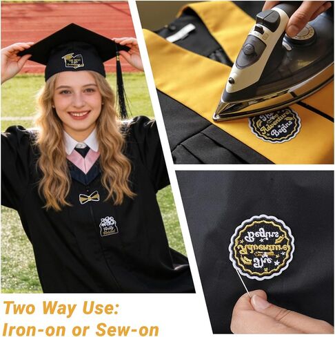 Lystaii 18Pcs Graduation Embroidered Patches Congrats Grad Iron on Patches Sew on Applique Decorative Celebrate Graduation with Style Emblem Gifts DIY Crafts for Graduation Gown Uniform Hats T-Shirt in Kuwait