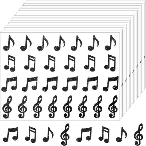 540Pcs Music Notes Stickers Musical Notes Stickers Black Self-Adhesive Music Labels Assorted Musical Symbols Sticker Decals for Scrapbook Notebook Journal Laptop Envelope Greeting Cards Decor in Saudi Arabia