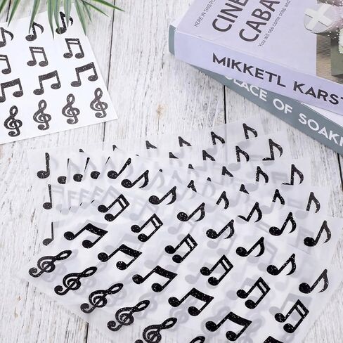 540Pcs Music Notes Stickers Musical Notes Stickers Black Self-Adhesive Music Labels Assorted Musical Symbols Sticker Decals for Scrapbook Notebook Journal Laptop Envelope Greeting Cards Decor in Saudi Arabia