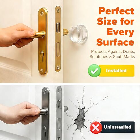 Upgraded 1.5 Inch Clear Silicone Door Stopper – Self-Adhesive Door Handle Wall Protector, Large Rubber Bumpers for Home, Noise-Reducing Cabinet & Wall Guard for Knobs (2Pack, Round) in Kuwait