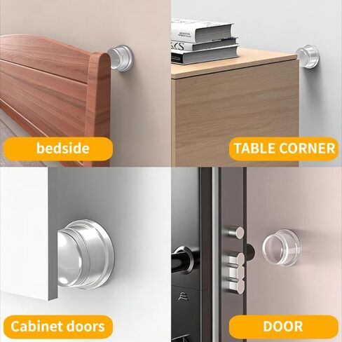 Upgraded 1.5 Inch Clear Silicone Door Stopper – Self-Adhesive Door Handle Wall Protector, Large Rubber Bumpers for Home, Noise-Reducing Cabinet & Wall Guard for Knobs (2Pack, Round) in Kuwait