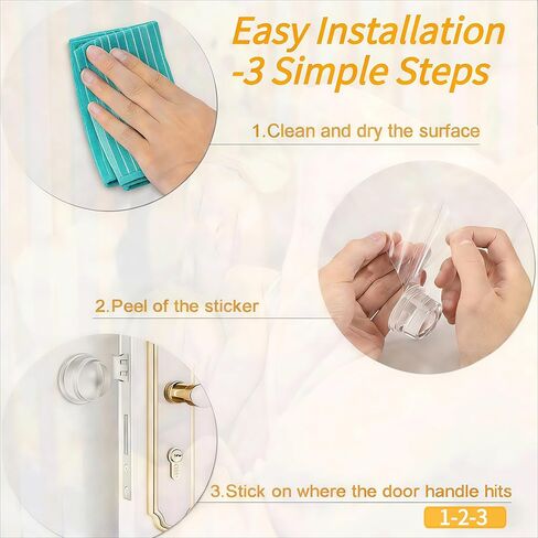 Upgraded 1.5 Inch Clear Silicone Door Stopper – Self-Adhesive Door Handle Wall Protector, Large Rubber Bumpers for Home, Noise-Reducing Cabinet & Wall Guard for Knobs (2Pack, Round) in Kuwait