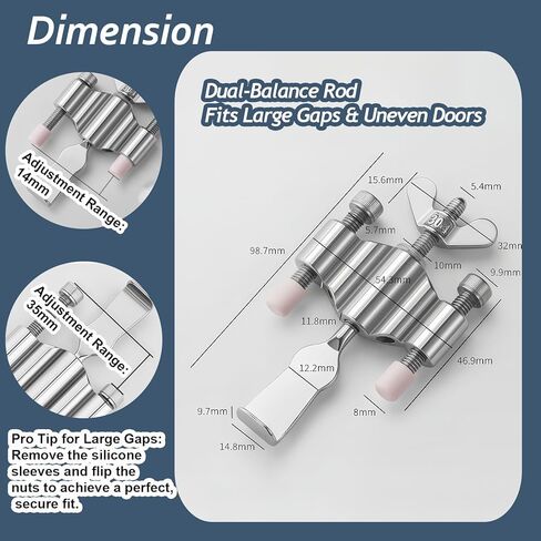 Portable Hotel Door Locks, Upgraded Adjustable Travel Door Stopper for Inward-Swinging Doors, Fits 2mm+ Gap, TSA-Approved, Extra Security for Apartment, Dorm, 1 Pack 304 Stainless Steel in Saudi Arabia