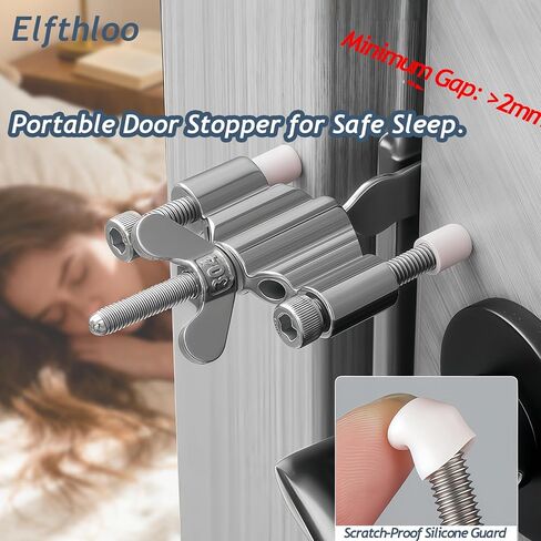 Portable Hotel Door Locks, Upgraded Adjustable Travel Door Stopper for Inward-Swinging Doors, Fits 2mm+ Gap, TSA-Approved, Extra Security for Apartment, Dorm, 1 Pack 304 Stainless Steel in Saudi Arabia