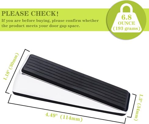 Metal Door Stop, Premium Rubber Heavy Door Stopper, Wedge Stopper, 2Pack, Suitable for Door Clearance of 0.4IN-1.18IN (11mm-30mm) in Saudi Arabia