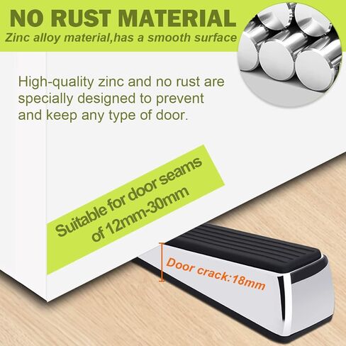 Metal Door Stop, Premium Rubber Heavy Door Stopper, Wedge Stopper, 2Pack, Suitable for Door Clearance of 0.4IN-1.18IN (11mm-30mm) in Saudi Arabia