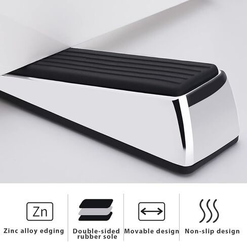 Metal Door Stop, Premium Rubber Heavy Door Stopper, Wedge Stopper, 2Pack, Suitable for Door Clearance of 0.4IN-1.18IN (11mm-30mm) in Saudi Arabia