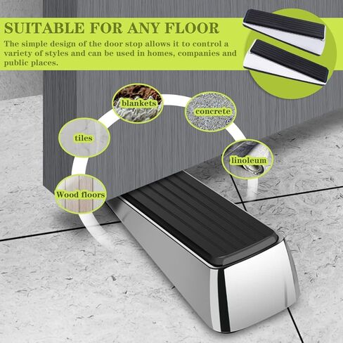 Metal Door Stop, Premium Rubber Heavy Door Stopper, Wedge Stopper, 2Pack, Suitable for Door Clearance of 0.4IN-1.18IN (11mm-30mm) in Saudi Arabia