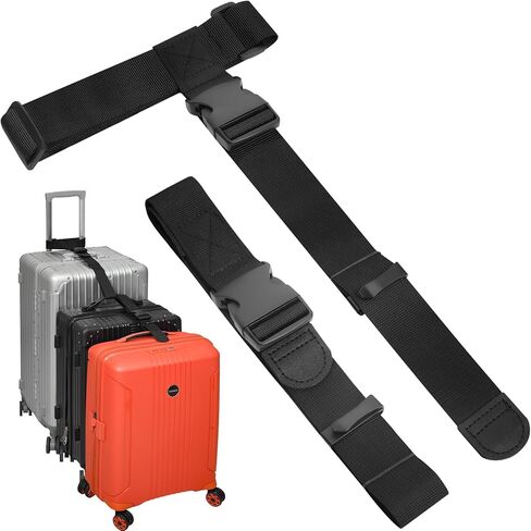 BILIONE Luggage Connector, Suitcase Straps to Connect 3 Suitcases or Add A Bag, Luggage Straps for Suitcases Adjustable Buckle Belt, 2Pack Black in Saudi Arabia