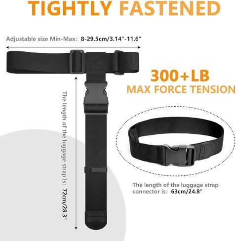 BILIONE Luggage Connector, Suitcase Straps to Connect 3 Suitcases or Add A Bag, Luggage Straps for Suitcases Adjustable Buckle Belt, 2Pack Black in Saudi Arabia