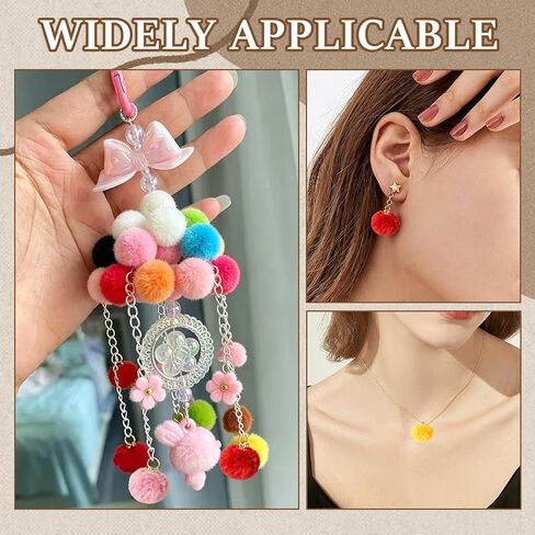50 Pcs 1'' Mini Pom Poms Keychains Charms Bulk Colorful Soft Plush Fluffy Balls for DIY Crafts Jewelry Making Earrings Bracelets Bag Purse Pendants in Saudi Arabia