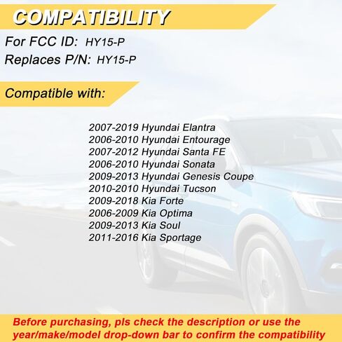Vurkcy HY15-P Transponder Ignition Car Key, Replacement for Hyundai Elantra Entourage Santa FE Sonata Genesis/Kia Forte Optima Soul Sportage, New Uncut, 2Pcs in Kuwait