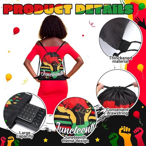 Blosssound 12 Pcs Juneteenth Gift Bags Juneteenth Party favor Bag June 19th 1865 Goodie Candy Treat Snack Pouch African American Independence Day Party Favors for 1865 June 19th Birthday Supplies in Kuwait