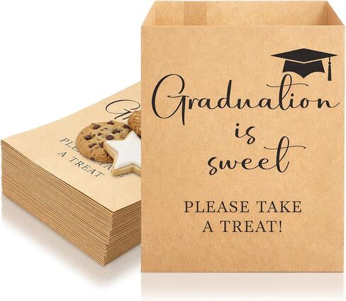 Teenyyou 100 Pcs Graduation Party Favors 2026 Congrats Grad Treat Bags 5 x 7'' Graduation Is Sweet Kraft Paper Bag Small Gift Wrapping for Cookie Candy Popcorn Snack Supplies(Brown) in Kuwait