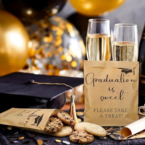 Teenyyou 100 Pcs Graduation Party Favors 2026 Congrats Grad Treat Bags 5 x 7'' Graduation Is Sweet Kraft Paper Bag Small Gift Wrapping for Cookie Candy Popcorn Snack Supplies(Brown) in Kuwait