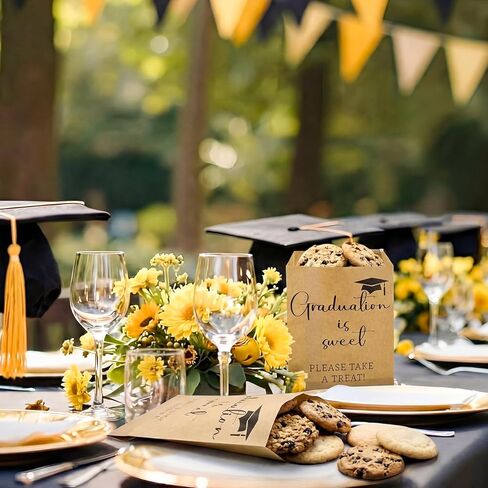 Teenyyou 100 Pcs Graduation Party Favors 2026 Congrats Grad Treat Bags 5 x 7'' Graduation Is Sweet Kraft Paper Bag Small Gift Wrapping for Cookie Candy Popcorn Snack Supplies(Brown) in Kuwait