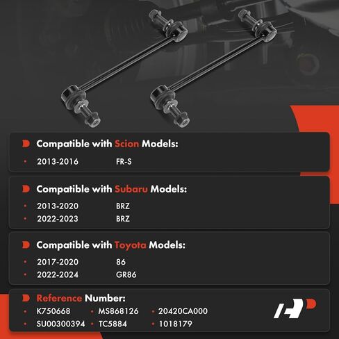 A-Premium 2 × وصلات شريط تثبيت أمامية Sway Bar، متوافقة مع Scion FR-S FRS 2013-2016 وSubaru BRZ 2013-2020/2022-2023 وToyota 86 2017-2020، GR86 2022-2024 in Kuwait