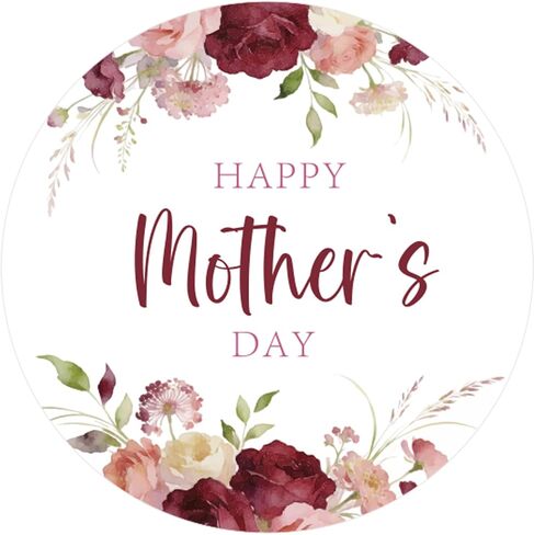 60Pcs Happy Mothers Day Stickers, 2" Mother's Day Envelope Seals, Self-Adhesive Mom Gift Labels with Red Floral for Mom's Birthday Card Goodie Bag Present Wrap Party Decors in Saudi Arabia