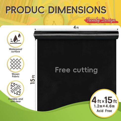4ft x 15ft Bulletin Board Fabric Roll, Black Non-Woven Bulletin Board Paper, Self-Healing & Tear-Resistant Reusable Bulletin Board Background for Classroom Decor, Office & Home DIY Crafts in Saudi Arabia