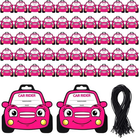 Novabright 50 Pcs Parent Pickup Child Bus Rider Backpack Tags - 3.69 x 4.25 Inch Write-in Child Safe School Dismissal Bus Shaped Tags with Elastic Bands for School, Daycares in Kuwait