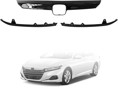 Front Grille & Eyelid Cover Set Compatible with 2021-2022 Honda Accord Sedan 4-Door Upper Grill Molding Trim Black in Saudi Arabia
