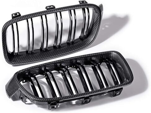 Dual Slats Carbon Fiber Front Kidney Grill Compatible with BMW 3 Series F30 F31 M3 Style Grille 2012-2018 in Saudi Arabia