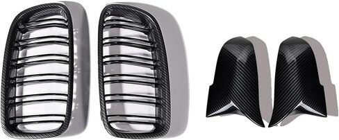 Dual Slats Carbon Fiber Front Kidney Grill Compatible with BMW 3 Series F30 F31 M3 Style Grille 2012-2018 in Saudi Arabia