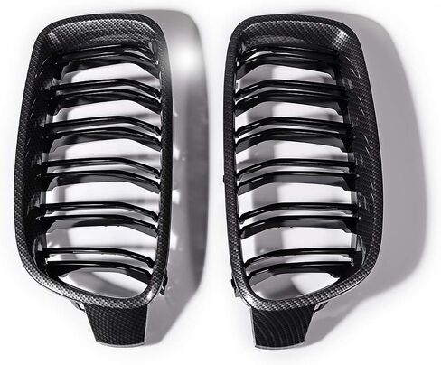 Dual Slats Carbon Fiber Front Kidney Grill Compatible with BMW 3 Series F30 F31 M3 Style Grille 2012-2018 in Saudi Arabia