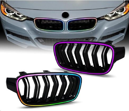 Dual Slats Carbon Fiber Front Kidney Grill Compatible with BMW 3 Series F30 F31 M3 Style Grille 2012-2018 in Saudi Arabia
