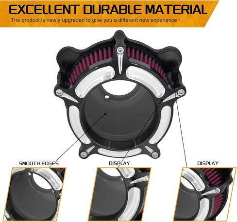 Turbine Intake Air Cleaner Kit Compatible with Harley Dyna 2000-2017 Softail 2000-2015 Touring Road King Road Glide Street Glide 2000-2007, Black &Red in Kuwait