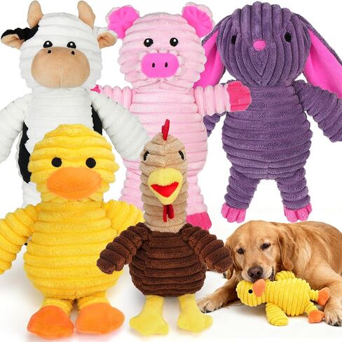 PrimePets Dog Toys, 5 Pack, Plush Dog Squeaky Toys, Assortment Value Bundle Animal Pet Toy for Small Medium Large Dogs, Stuffed Puppy Chew Toy, Cute Dog Gift Toys in Saudi Arabia