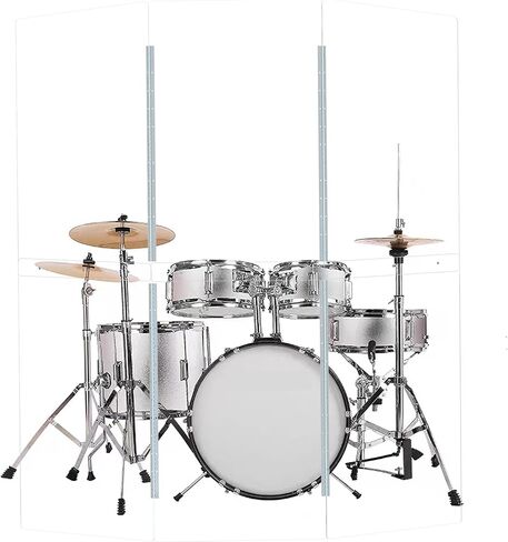 Portable Drum Shield. Converts to 2ftx6ft. Full-Length Stainless Steel Hinges. Drum Cage for Home, Church, Practice & Performances (5 panels with deflectors). in Saudi Arabia