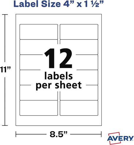 Avery Printable Blank Rectangle Labels, 1.5" x 4", Matte White, 840 Customizable Labels (5197) in Kuwait