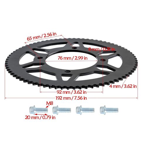 76 Tooth Rear Sprocket for 219H Chain - 76mm Center Hole for Go Kart, ATV, Quad, Mini Bike, Scooter in Saudi Arabia