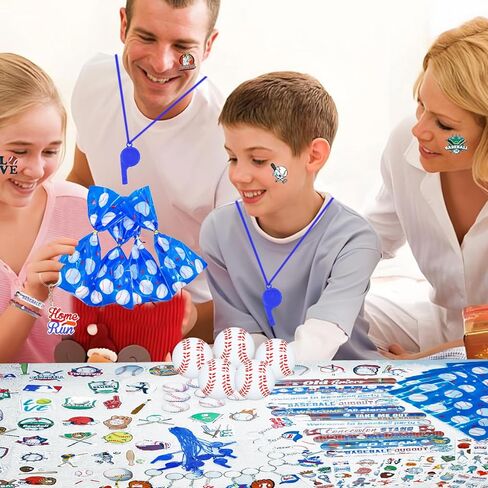 122 PCS Baseball Party Favors, Baseball Themed Goodie Bags with Key Chains, Mini Baseballs, Whistles, Tattoos and Stickers for Baseball Party Decorations Gifts, Birthday Party, Team Prizes in Saudi Arabia