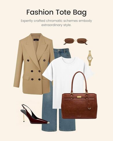 حقيبة كمبيوتر محمول من LOVEVOOK للنساء، حقيبة كمبيوتر عمل جلدية مقاومة للماء مقاس 15.6 بوصة، حقيبة كتف كبيرة لمكتب الأعمال in Kuwait