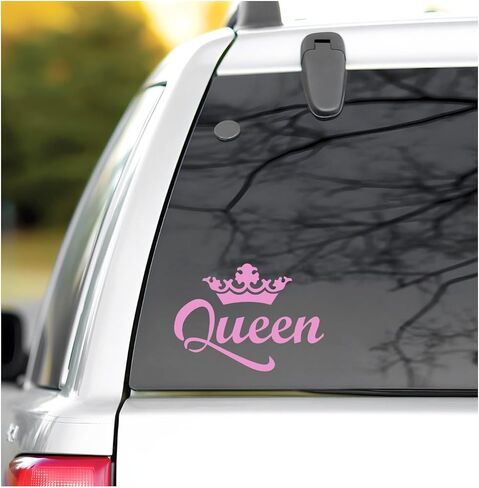 ملصق سيارة Queen Crown، مقاس 5.7 بوصة × 4.0 بوصة، ملصق فينيل أنيق للسيدات للسائقين، ملصق تاج مقاوم للماء لتزيين النوافذ للكمبيوتر المحمول على الحائط، ملحقات السيارة (وردي) in Kuwait