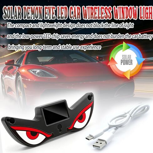 ضوء نافذة السيارة اللاسلكي LED على شكل عين شيطان بالطاقة الشمسية، ضوء عين الشيطان لكأس شفط الزجاج الأمامي الديناميكي للزجاج الأمامي، أضواء تعمل بالطاقة الشمسية وUSB لسيارات الدفع الرباعي والشاحنات والشاحنات وRV (الاستخدام الأحمر/العين البيضاء/الليلة) in Kuwait
