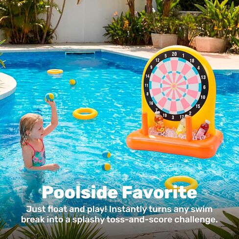 SLOOSH 2-in-1 Fun Pool Toys Set for Kids, Inflatable Dart Board & Ring Toss Game, Pool Floats Water Game Toys for Beach Yard Outdoor Ball Play, Party Birthday Gift for Kids Teen Adult in Kuwait
