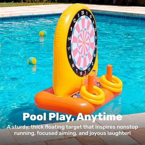 SLOOSH 2-in-1 Fun Pool Toys Set for Kids, Inflatable Dart Board & Ring Toss Game, Pool Floats Water Game Toys for Beach Yard Outdoor Ball Play, Party Birthday Gift for Kids Teen Adult in Kuwait