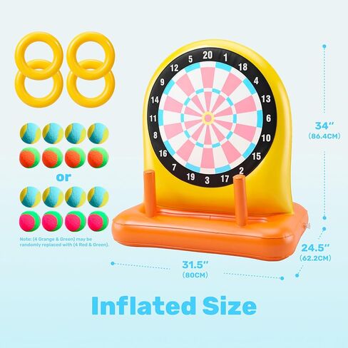 SLOOSH 2-in-1 Fun Pool Toys Set for Kids, Inflatable Dart Board & Ring Toss Game, Pool Floats Water Game Toys for Beach Yard Outdoor Ball Play, Party Birthday Gift for Kids Teen Adult in Kuwait