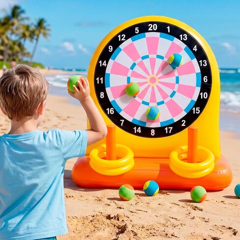 SLOOSH 2-in-1 Fun Pool Toys Set for Kids, Inflatable Dart Board & Ring Toss Game, Pool Floats Water Game Toys for Beach Yard Outdoor Ball Play, Party Birthday Gift for Kids Teen Adult in Kuwait