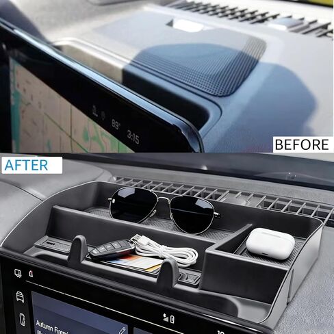 Dashboard Storage Organizer Insert Tray Compatible with 2023 2024 2025 Chevy Colorado/GMC Canyon Interior Accessories Center Console Behind Screen Organizer Box with Phone Holder in Saudi Arabia
