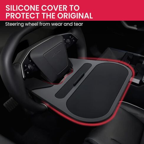 Steering Wheel Tray Fit for Tesla Cybertruck 20242025 2026 Mini Food & Work Desk Table with Phone Mount, ABS & Silicone Multifunction Tray, Car Accessories in Saudi Arabia