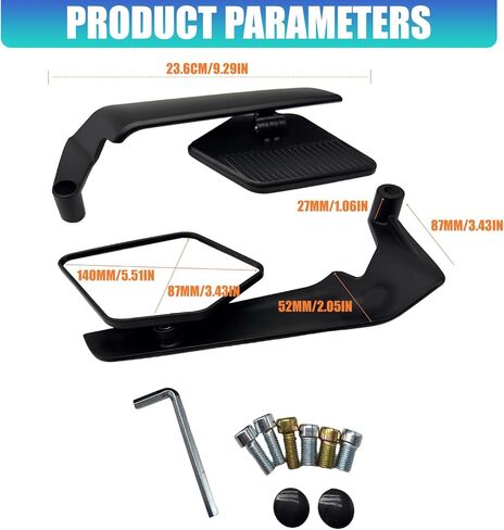 Pack of 2 Universally Motorcycle Rearview Mirroring Featuring Wide Angled View for Blind Spots Elimination and Effortles in Saudi Arabia