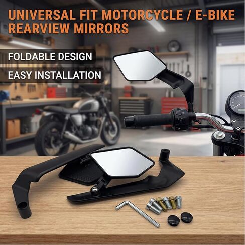 Pack of 2 Universally Motorcycle Rearview Mirroring Featuring Wide Angled View for Blind Spots Elimination and Effortles in Saudi Arabia